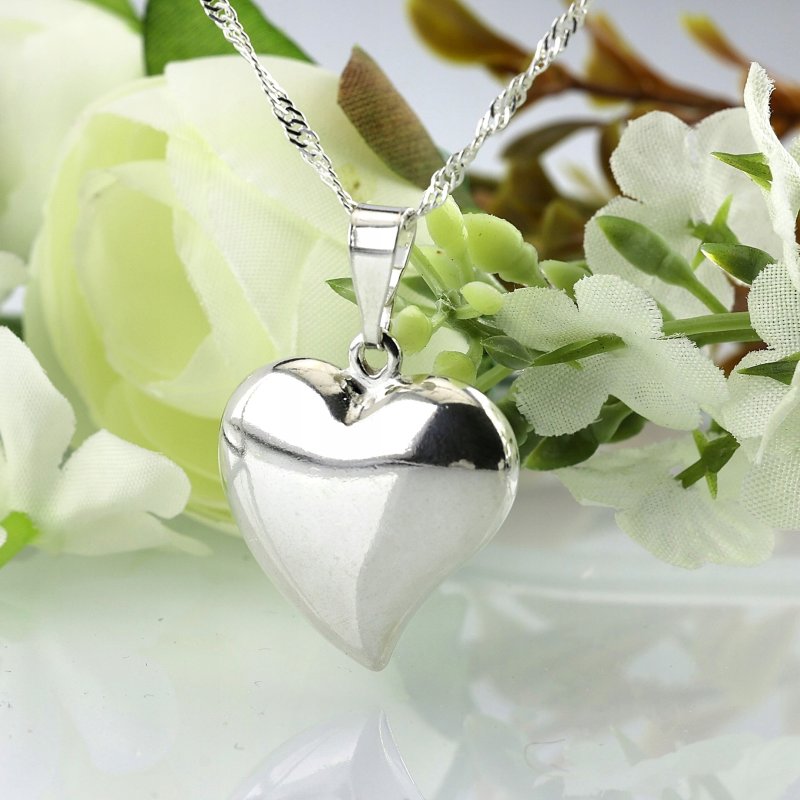 Łańcuszek damski Singapur z serduszkiem długość 55cm srebro próby 925