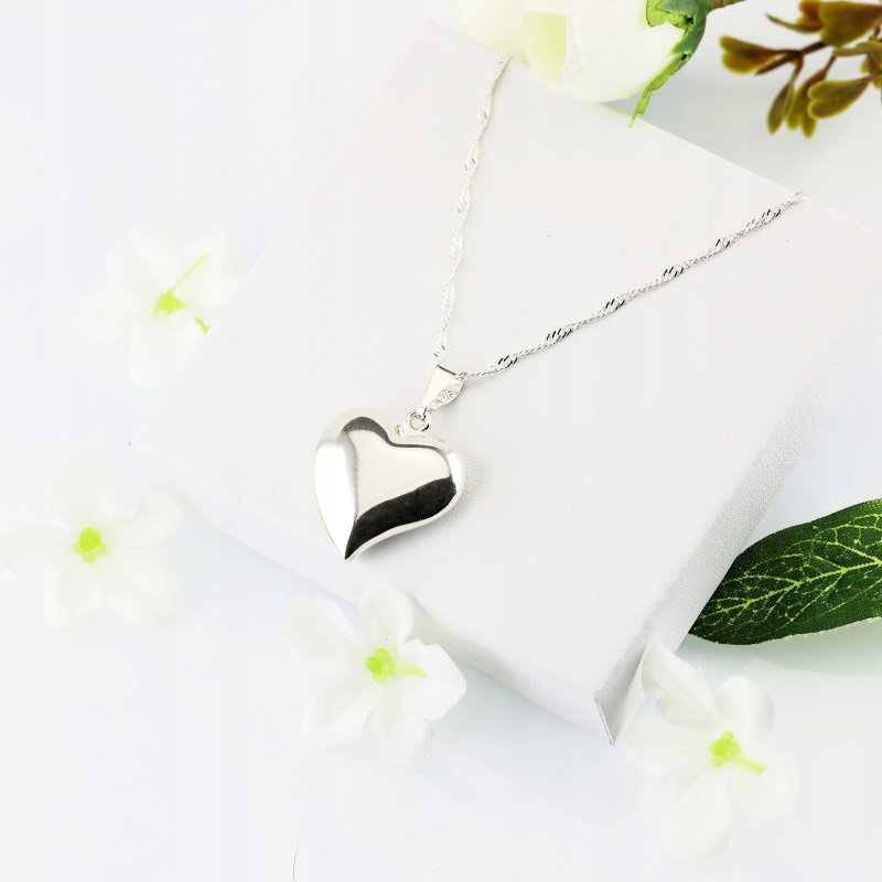 Łańcuszek damski Singapur z serduszkiem długość 55cm srebro próby 925