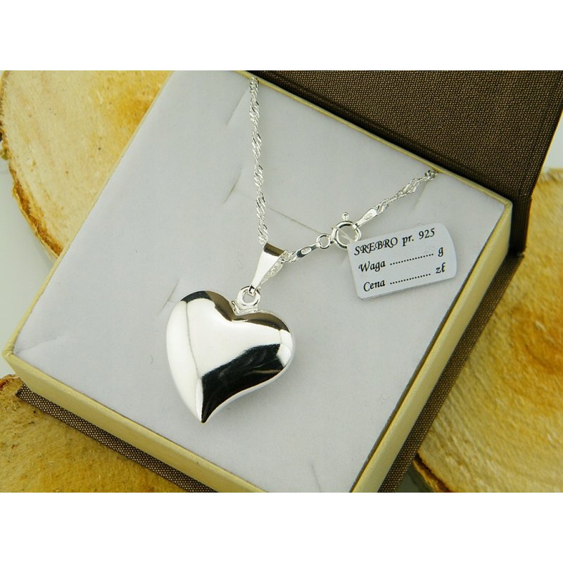 Łańcuszek damski Singapur z serduszkiem długość 55cm srebro próby 925