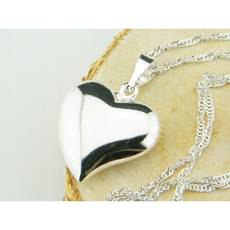 Łańcuszek damski Singapur z serduszkiem długość 55cm srebro próby 925