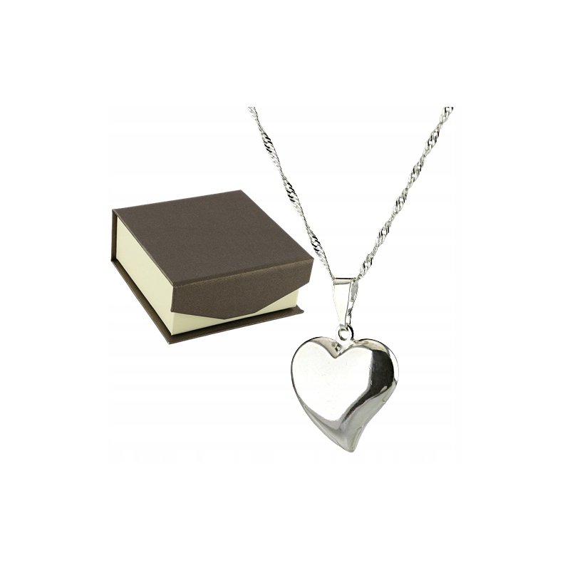 Łańcuszek damski Singapur z serduszkiem długość 50cm srebro próby 925