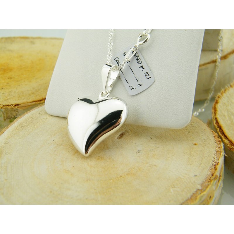 Łańcuszek damski Singapur z serduszkiem długość 50cm srebro próby 925