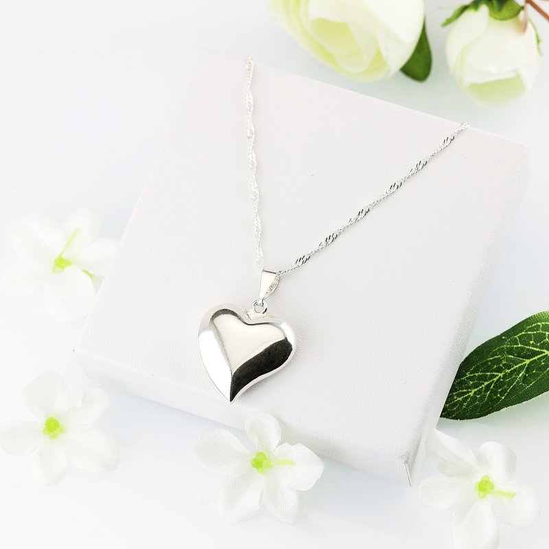 Łańcuszek damski Singapur z serduszkiem długość 50cm srebro próby 925