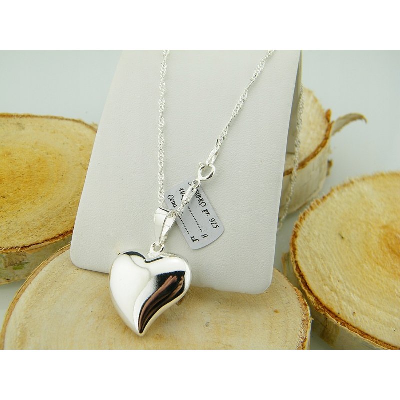 Łańcuszek damski Singapur z serduszkiem długość 50cm srebro próby 925