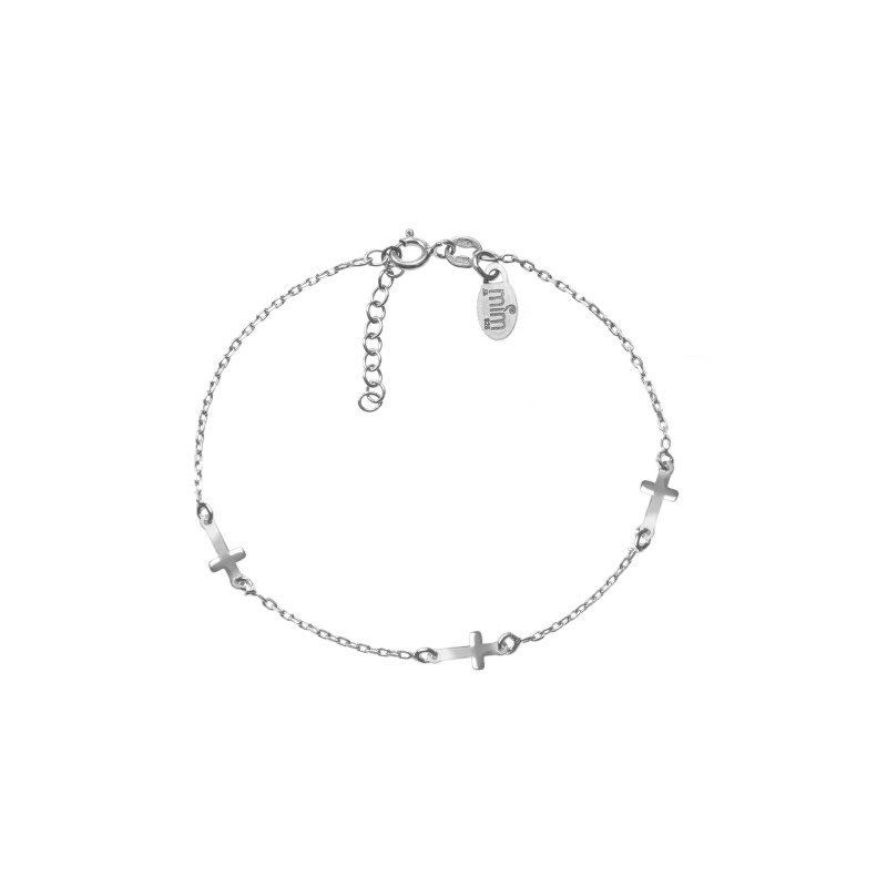 Bransoletka damska celebrytka z trzema krzyżykami srebro próby 925