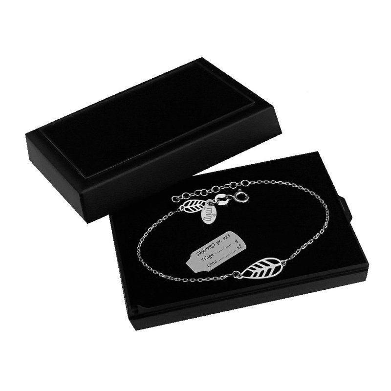 Bransoletka damska celebrytka listek ażur srebro 925