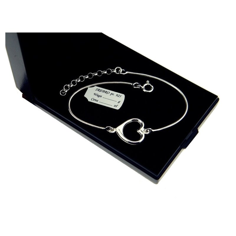 Bransoletka damska z serduszkiem srebro próby 925