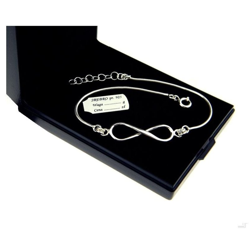 Bransoletka damska  nieskończoność srebro 925