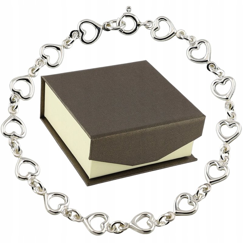 Bransoletka damska w serduszka srebro próby 925 długość 18,5cm