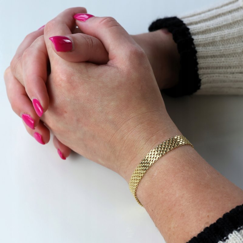 Bransoletka  damska  Bismark srebro pozłacane 925 szerokość 9mm