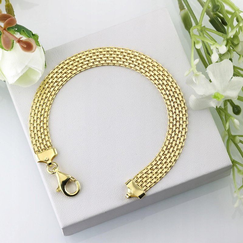 Bransoletka  damska  Bismark srebro pozłacane 925 szerokość 9mm