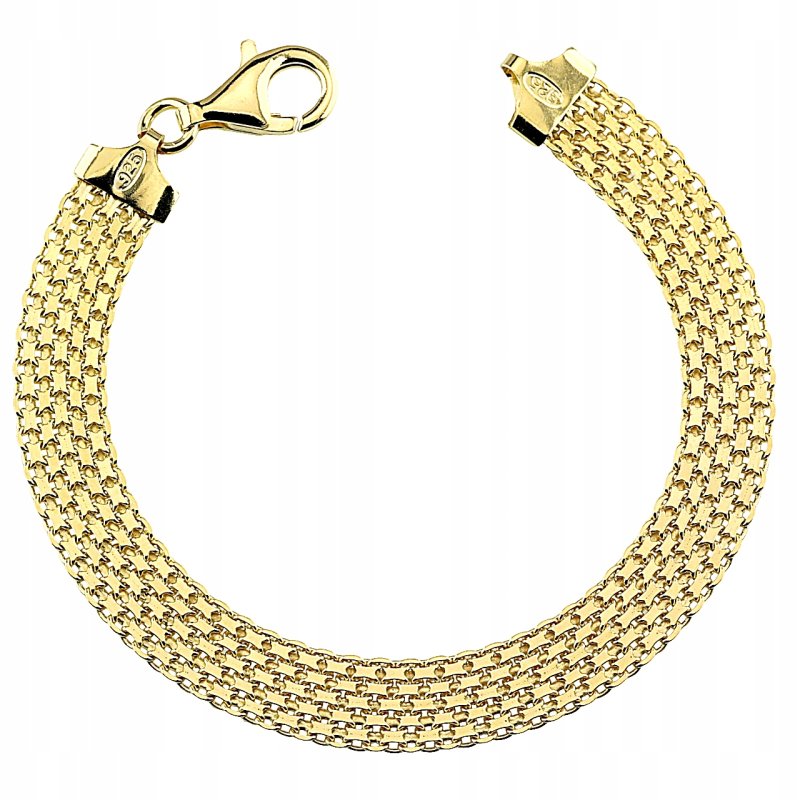 Bransoletka  damska  Bismark srebro pozłacane 925 szerokość 9mm