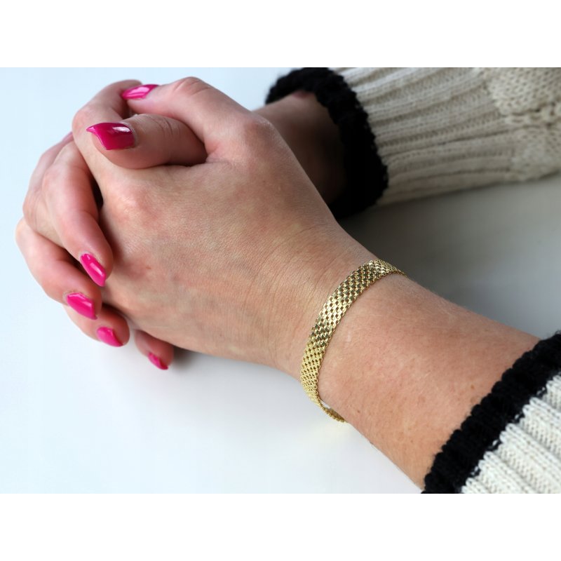 Bransoletka  damska  Bismark srebro pozłacane 925 szerokość 9mm