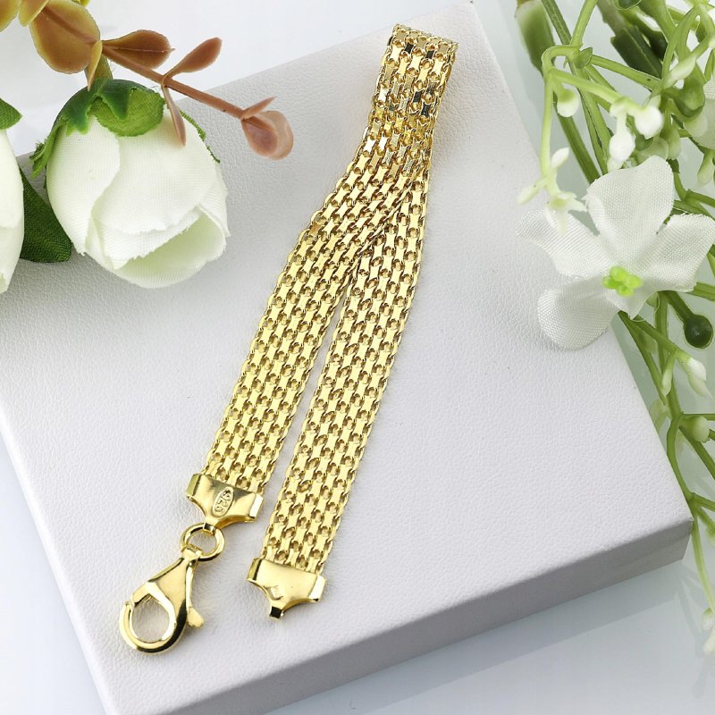 Bransoletka  damska  Bismark srebro pozłacane 925 szerokość 9mm