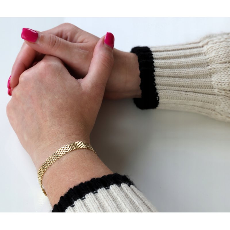 Bransoletka  damska  Bismark srebro pozłacane 925 szerokość 9mm