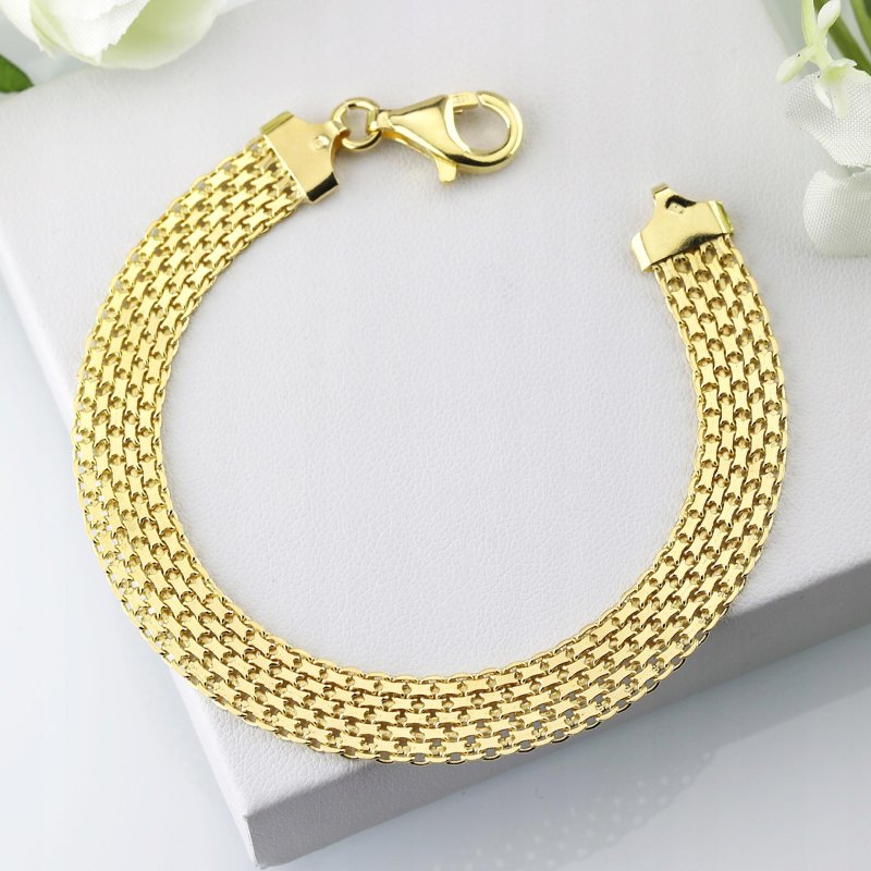 Bransoletka  damska  Bismark srebro pozłacane 925 szerokość 9mm