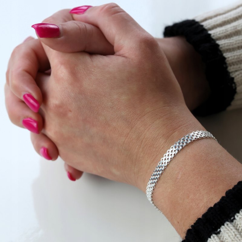 Bransoletka damska Bismark srebro próby 925 szerokość 6mm