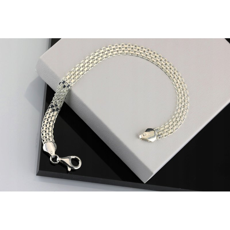 Bransoletka damska Bismark srebro próby 925 szerokość 6mm