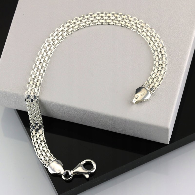 Bransoletka damska Bismark srebro próby 925 szerokość 6mm