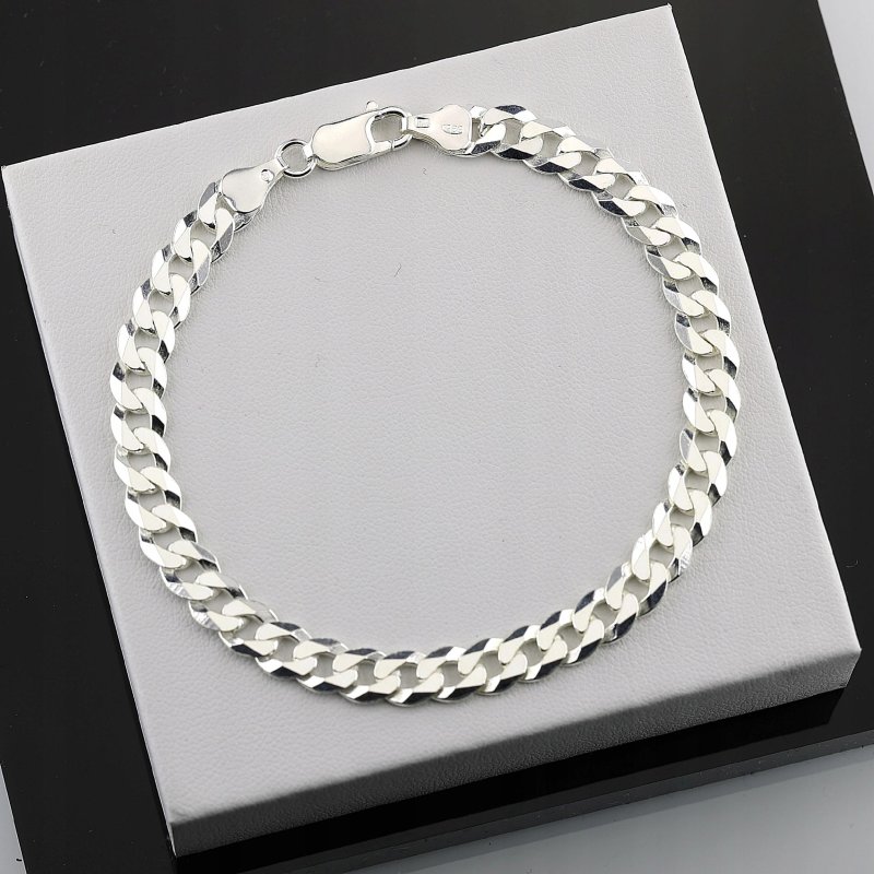 Srebrna męska bransoletka pancerka szerokość 6,6 mm długość 21,5 cm pr.925