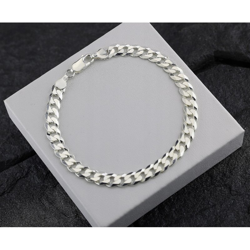 Srebrna męska bransoletka pancerka szerokość 6,6 mm długość 21,5 cm pr.925