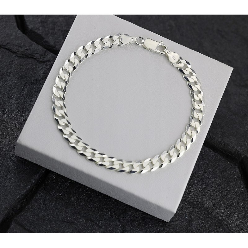 Srebrna męska bransoletka pancerka szerokość 6,6 mm długość 21,5 cm pr.925