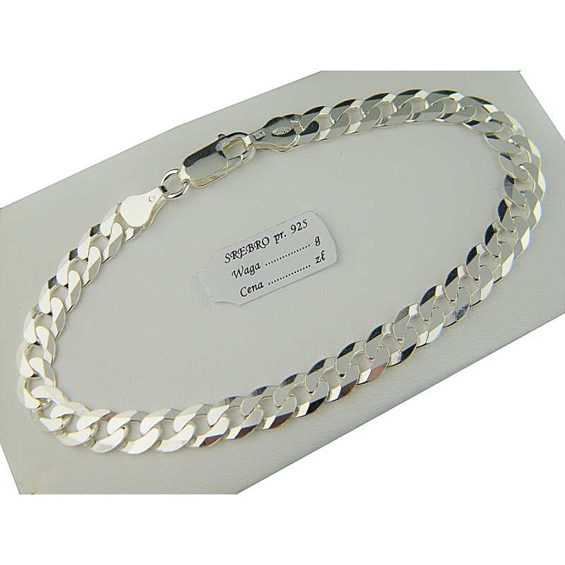 Srebrna męska bransoletka pancerka szerokość 6,6 mm długość 21,5 cm pr.925
