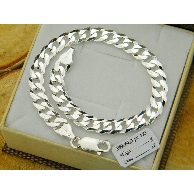 Srebrna męska bransoletka pancerka szerokość 6,6 mm długość 21,5 cm pr.925