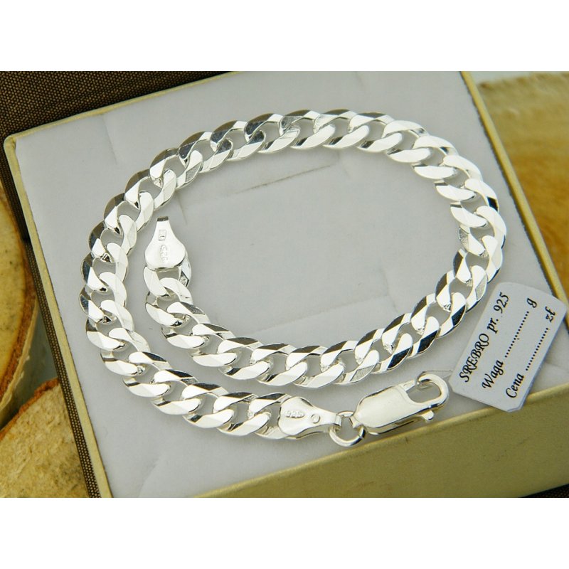 Srebrna męska bransoletka pancerka szerokość 6,6 mm długość 21,5 cm pr.925