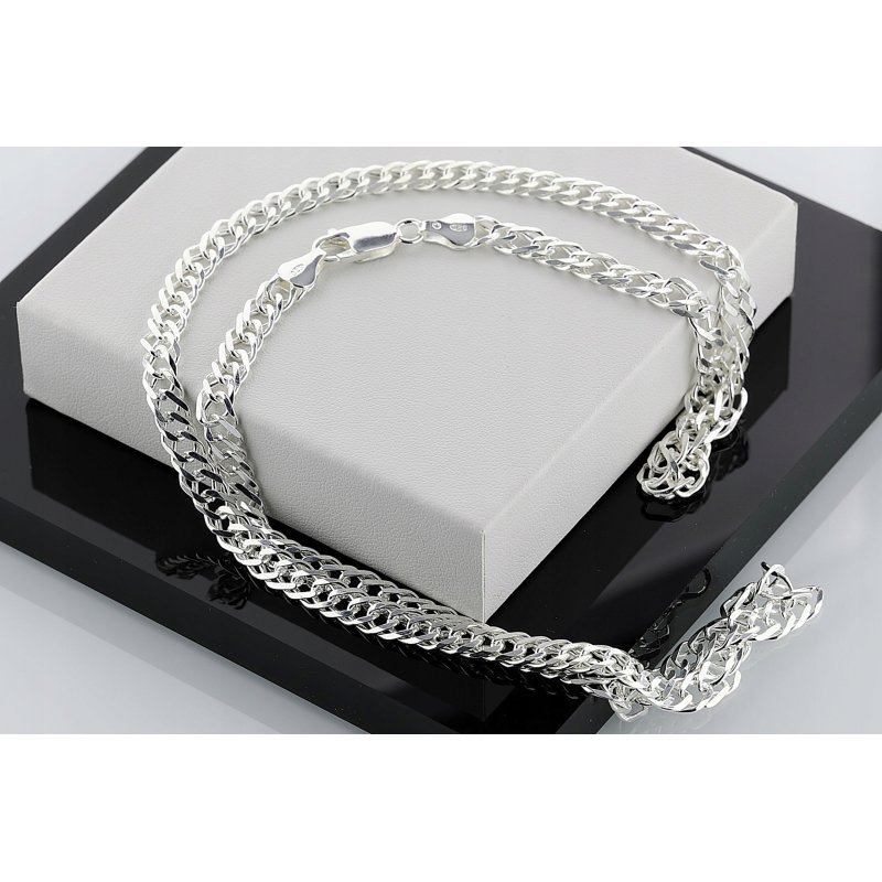 Łańcuszek srebrny męski Rombo szerokość 6mm długość 55cm próby 925