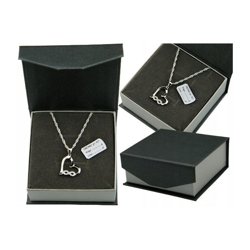 Srebrny damski łańcuszek Singapur z serduszkiem nieskończoność długość 45cm próby 925