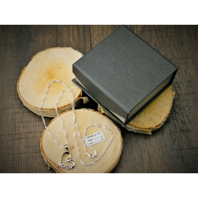 Srebrny damski łańcuszek Singapur z serduszkiem nieskończoność długość 45cm próby 925