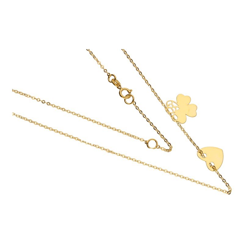 Naszyjnik celebrytka serce z koniczynką złoto 333