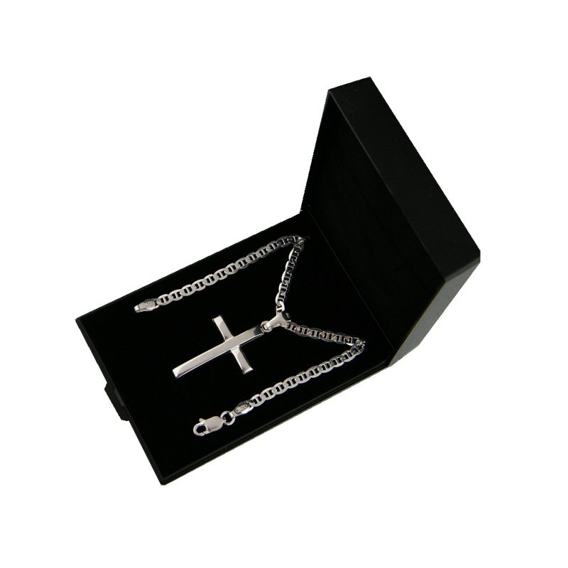 Srebrny łańcuszek męski z krzyżykiem próby 925 długość 60cm