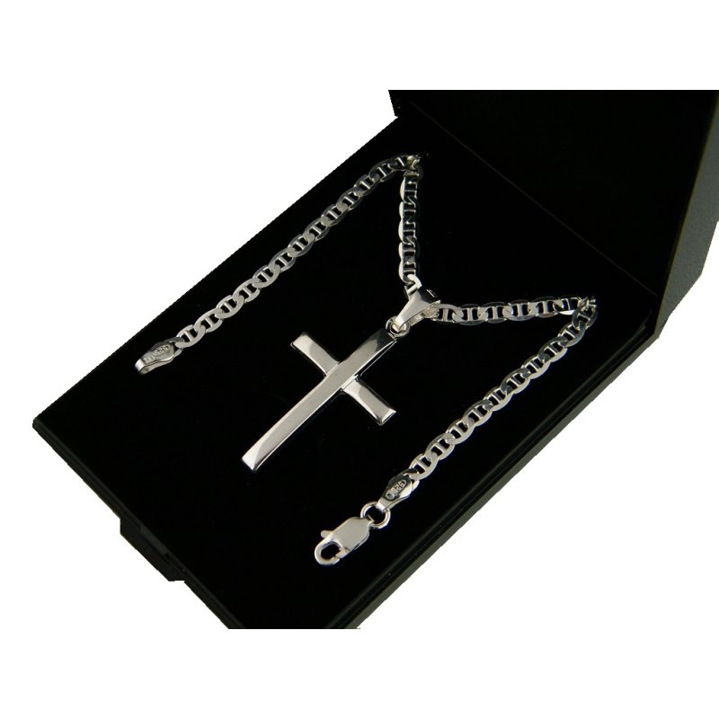 Srebrny łańcuszek męski z krzyżykiem próby 925 długość 60cm