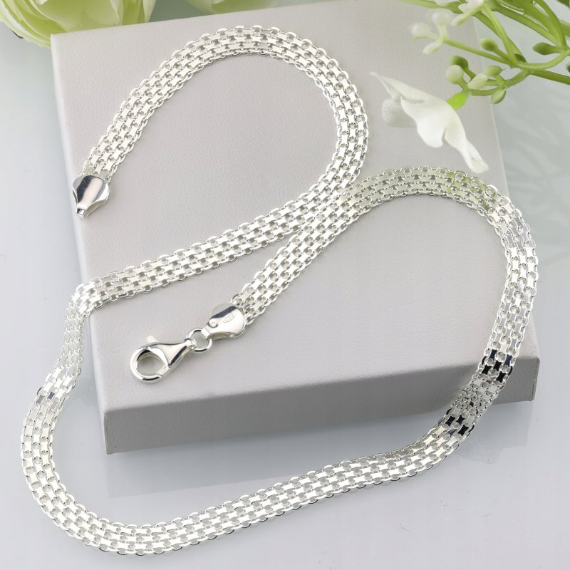 Srebrny naszyjnik damski Bismark próby 925 szerokość 6mm długość 45cm