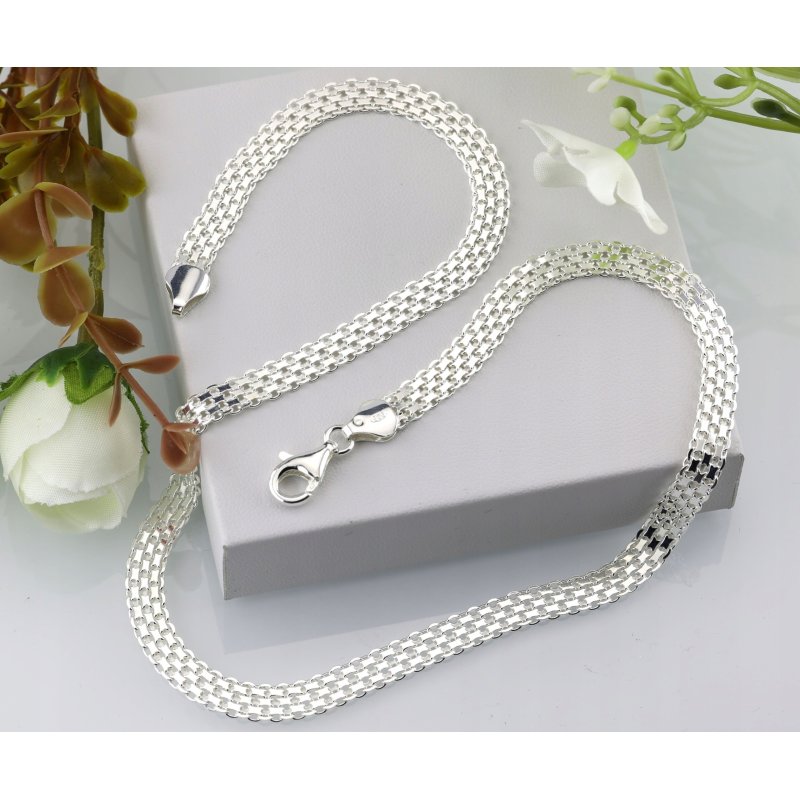 Srebrny naszyjnik damski Bismark próby 925 szerokość 6mm długość 45cm