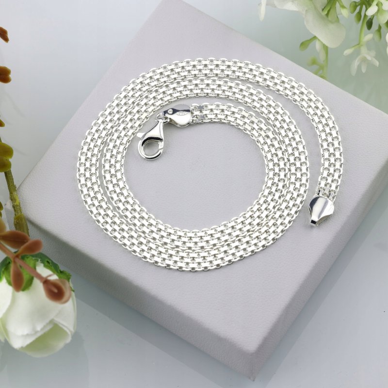 Srebrny naszyjnik damski Bismark próby 925 szerokość 6mm długość 45cm