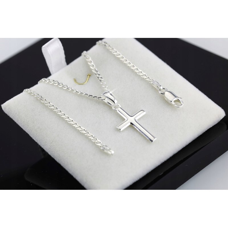 Srebrny męski łańcuszek pancerka z krzyżykiem próby 925 długość 60cm szerokość 2,5mm