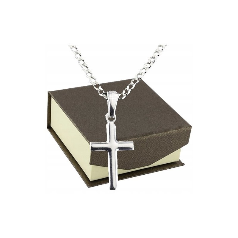 Srebrny męski łańcuszek pancerka z krzyżykiem próby 925 długość 55cm szerokość 2,5mm