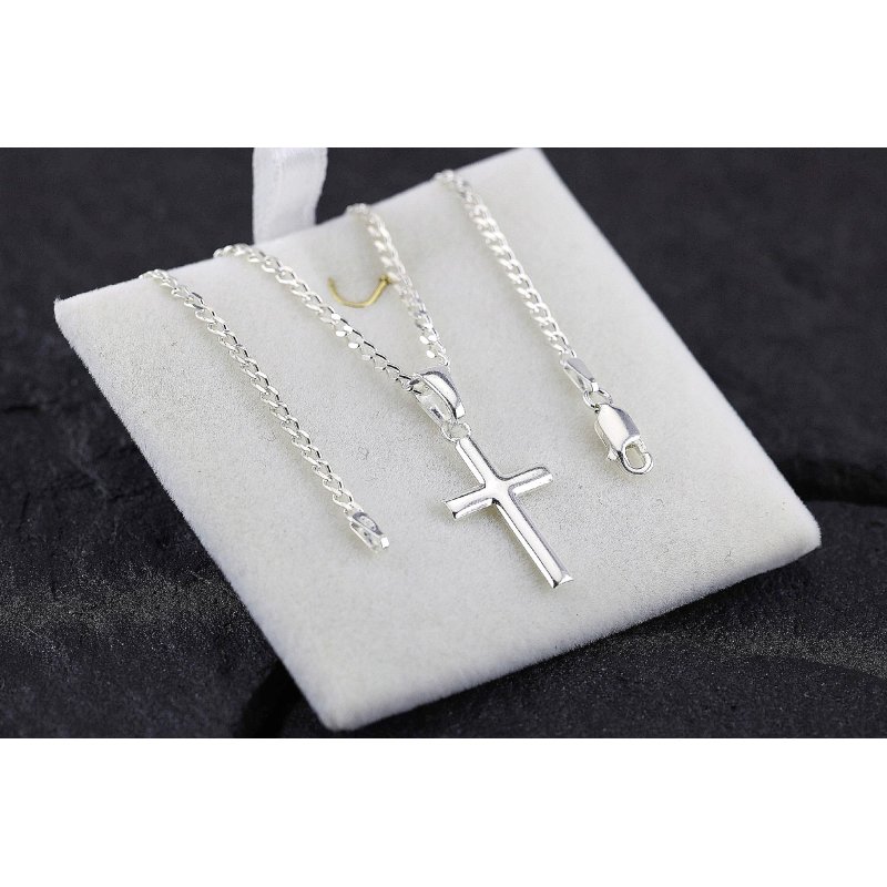 Srebrny męski łańcuszek pancerka z krzyżykiem próby 925 długość 55cm szerokość 2,5mm