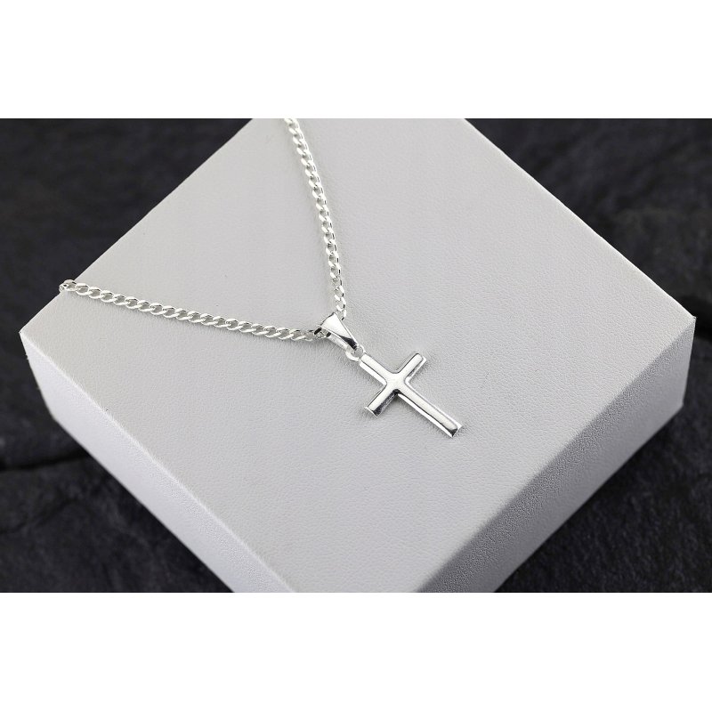 Srebrny męski łańcuszek pancerka z krzyżykiem próby 925 długość 50cm szerokość 2,5mm