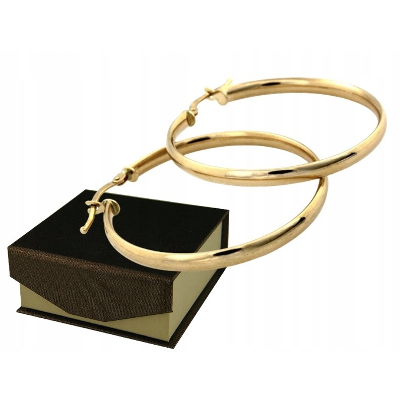 Złote kolczyki koła próby 585, średnica 33mm