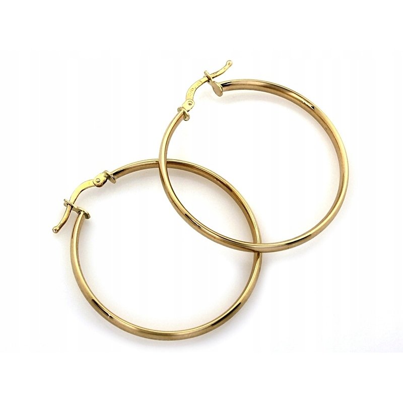 Złote kolczyki koła próby 585, średnica 33mm