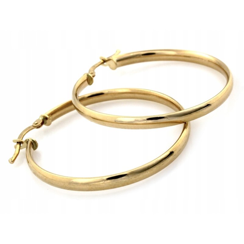 Złote kolczyki koła próby 585, średnica 33mm