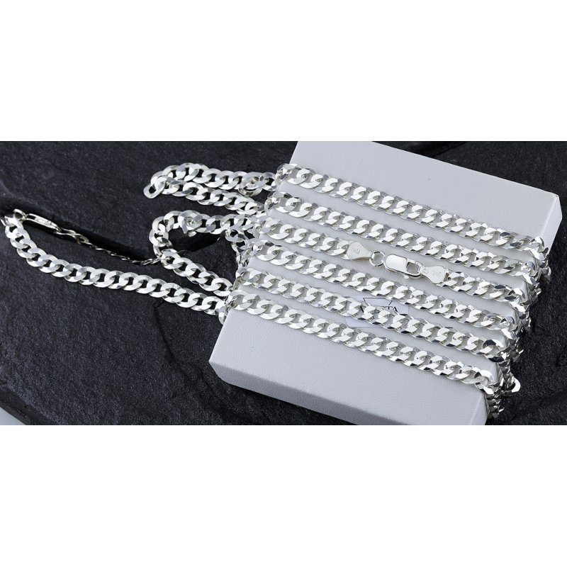 Męski Łańcuszek Pancerka Diamentowana długość 50 cm szer. 6,5 mm Srebro 925