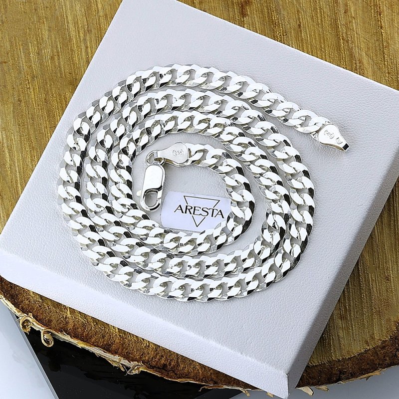 Męski Łańcuszek Pancerka Diamentowana długość 55 cm szer. 6,5 mm Srebro 925