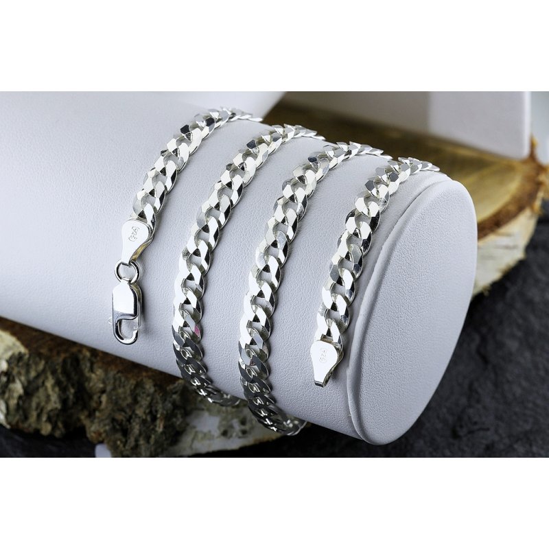 Męski Łańcuszek Pancerka Diamentowana długość 55 cm szer. 6,5 mm Srebro 925