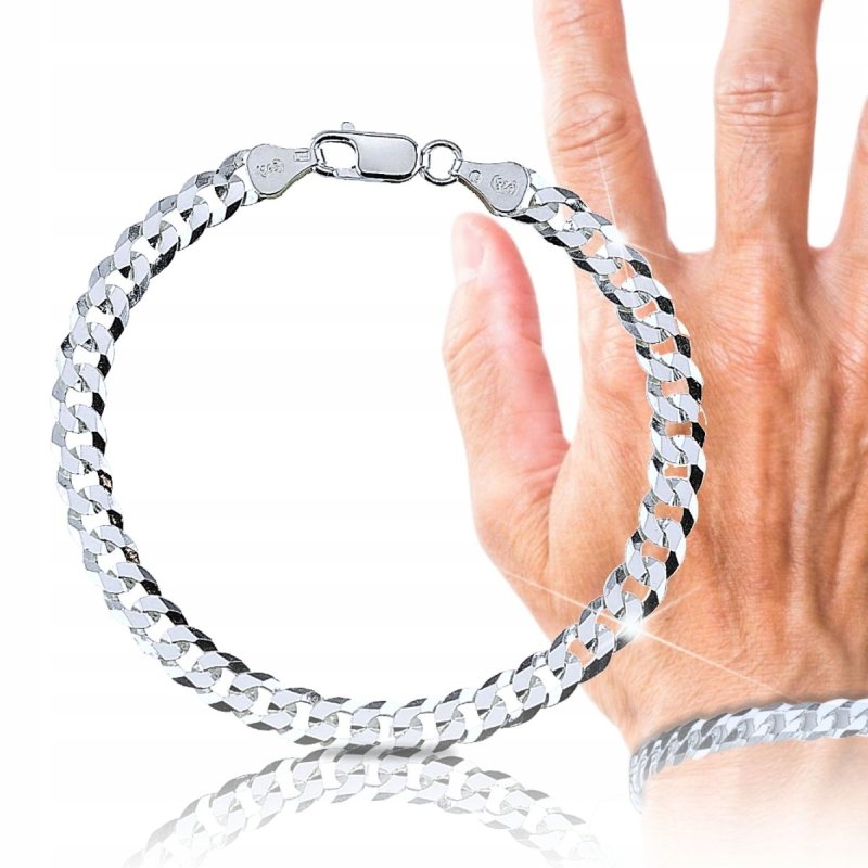 Srebrna męska bransoletka pancerka szerokość 6,5 mm długość 19 cm