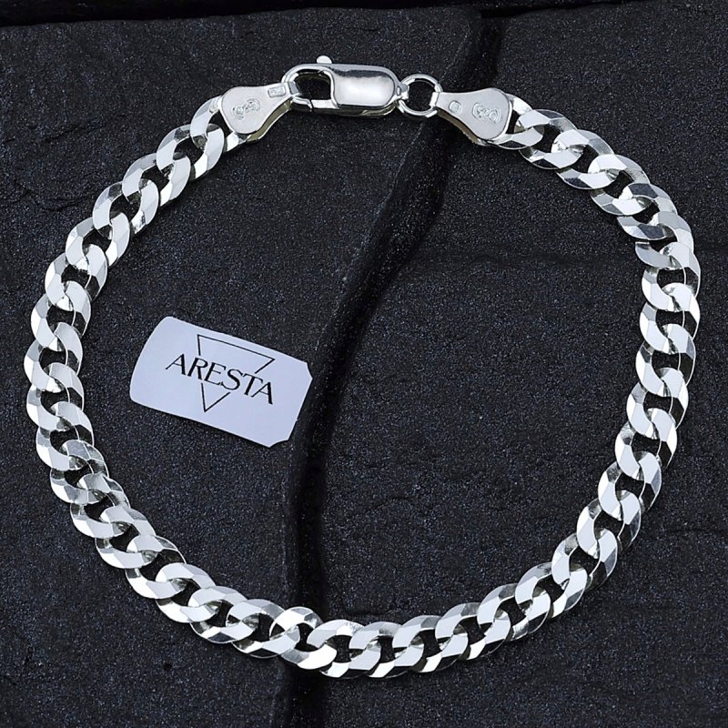 Srebrna męska bransoletka pancerka szerokość 6,5 mm długość 19 cm